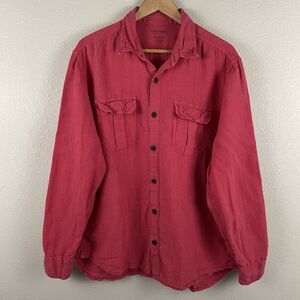 Lucky Brand Baird McNutt Mens L 100% Irish Linen Pocket Front Button Up